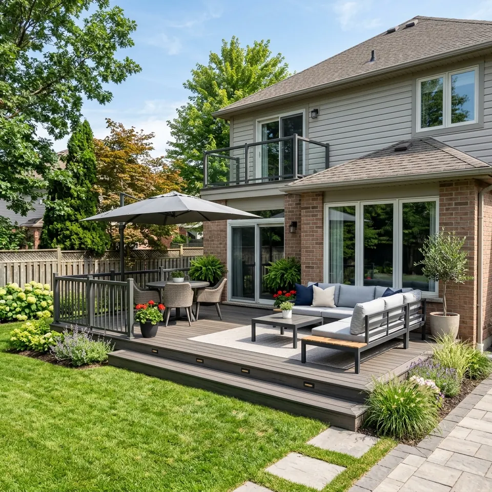 Custom deck transformation with outdoor seating